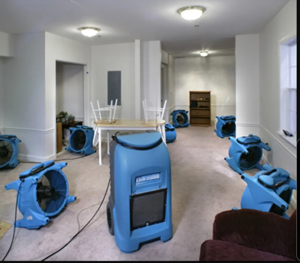 Air movers and dehumidifier setup for Water Extraction & Removal in Elizabeth